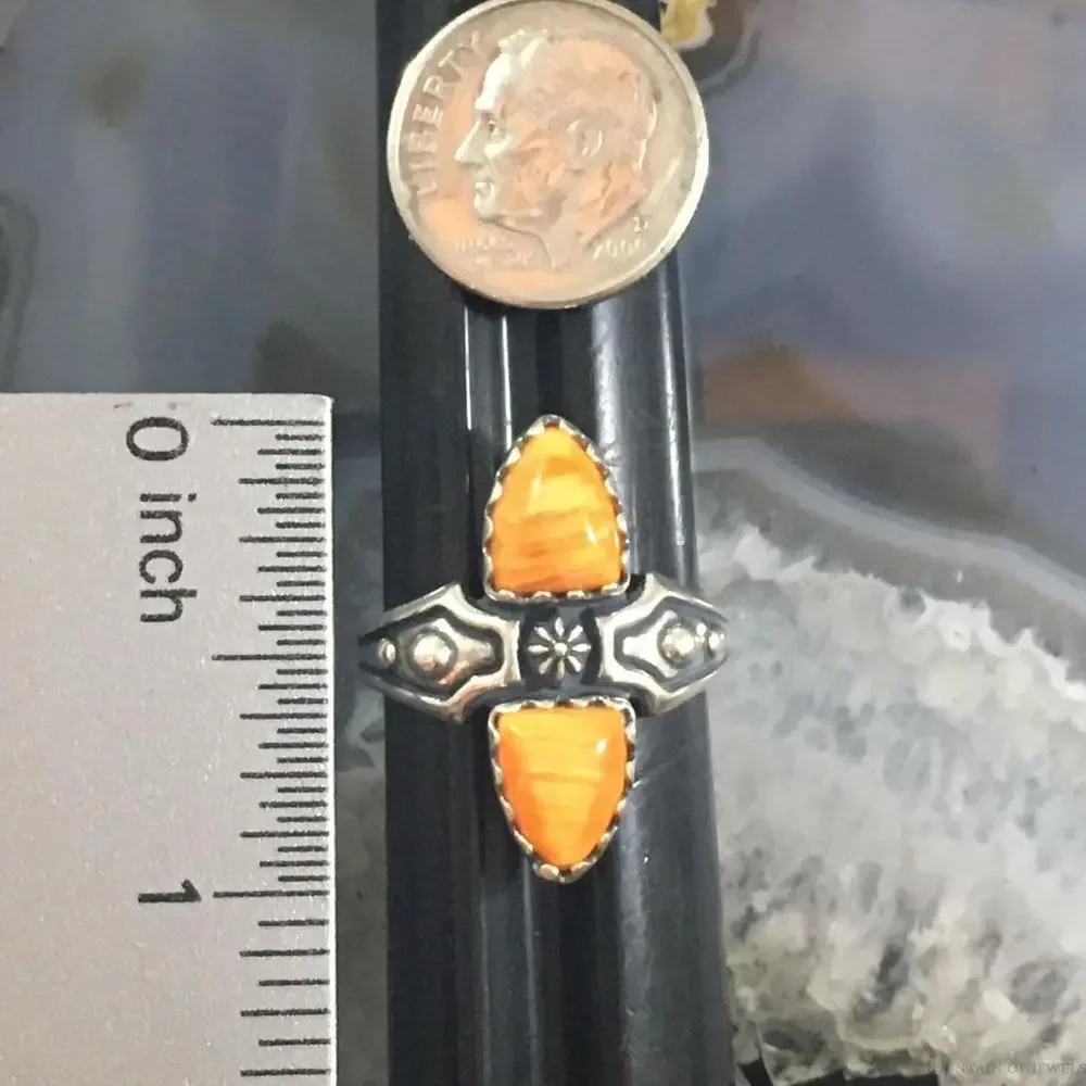 Carolyn Pollack Southwestern Style Sterling Orange Spiny Oyster Ring For Women - Picture 9 of 10